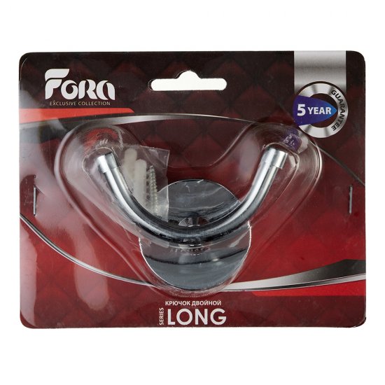 Крючок для ванной Fora Long двойной на шуруп металл хром (L027/1015)