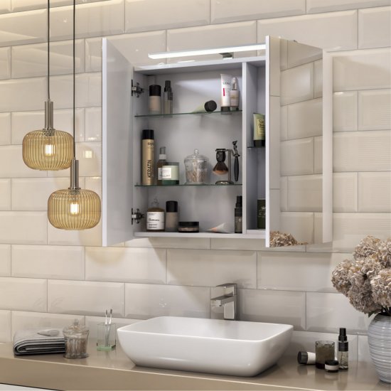 Зеркальный шкаф Vigo Plaza 80х70х15 см с подсветкой белый