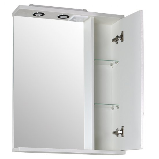 Зеркальный шкаф АСБ-Мебель Альфа 65х80х16 см с подсветкой белый