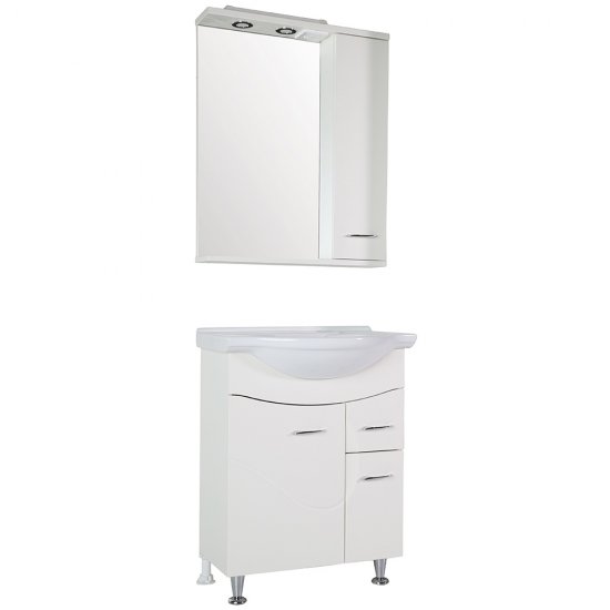 Зеркальный шкаф АСБ-Мебель Альфа 65х80х16 см с подсветкой белый