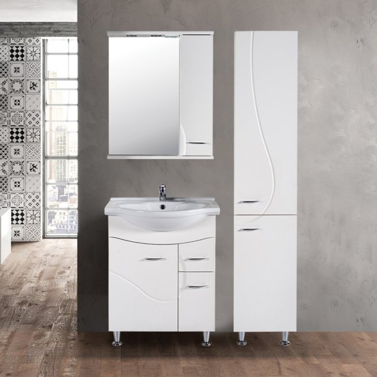 Зеркальный шкаф АСБ-Мебель Альфа 65х80х16 см с подсветкой белый