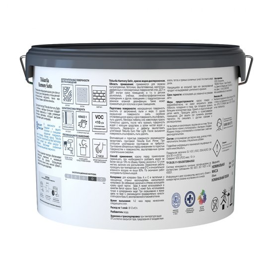 Краска моющаяся Tikkurila/Tikkivala Harmony Satin база А белая 9 л