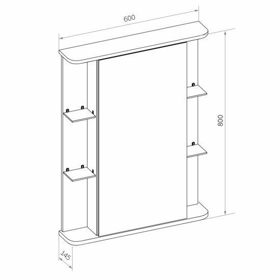 Зеркальный шкаф Continent Мондегу 60х80х15 см белый