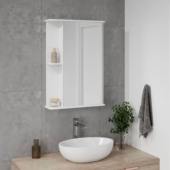 Зеркальный шкаф Continent Вога 50х80х15 см белый