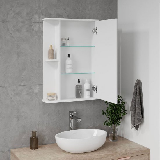 Зеркальный шкаф Continent Вога 50х80х15 см белый