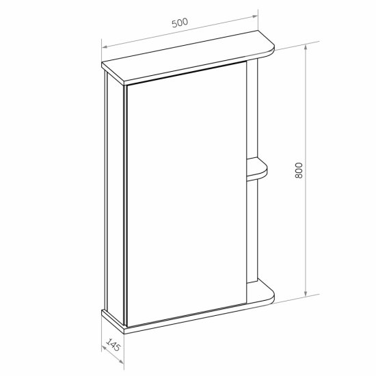 Зеркальный шкаф Continent Вога 50х80х15 см белый