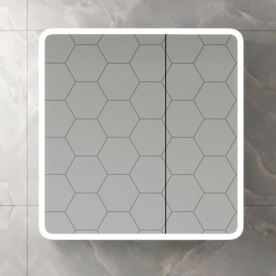 Зеркальный шкаф Continent Emotion 80х80х15 см с подсветкой белый