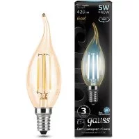 Лампа Gauss LED Filament Candle tailed E14 5W 4100K Golden