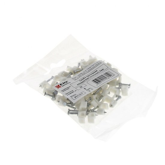 Скобы для крепления кабеля плоские EKF PROxima 8 мм полипропиленовые белые (50 шт.) (plcn-ss-8)