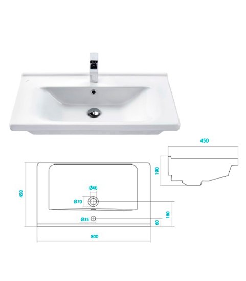 Раковина для тумбы Santek Миранда 80 см
