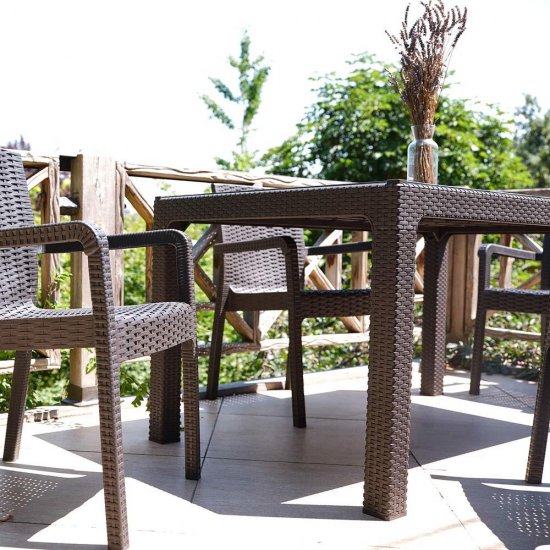 Стол пластиковый Heniver Rattan шоколад 1200х700х750 мм прямоугольный (SPT-R004)
