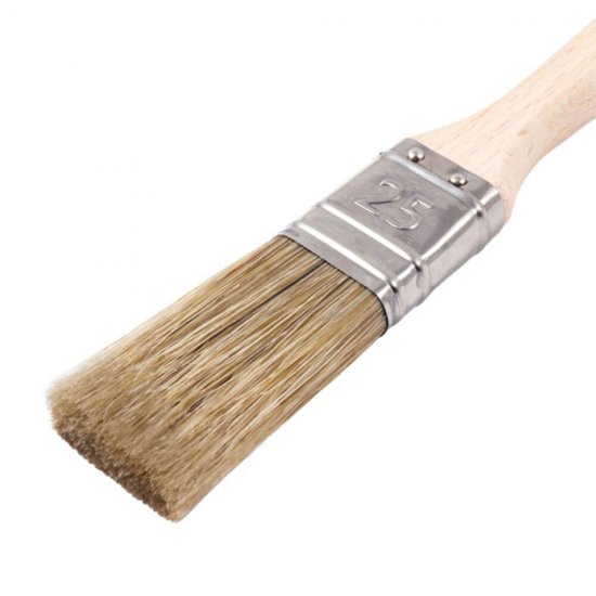 Кисть плоская смешанная щетина деревянная ручка Wenzo Elite 25х12 мм для всех типов ЛКМ на любой основе