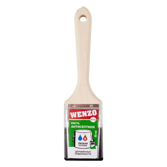 Кисть плоская смешанная щетина деревянная ручка Wenzo Wood 50х14 мм для антисептиков