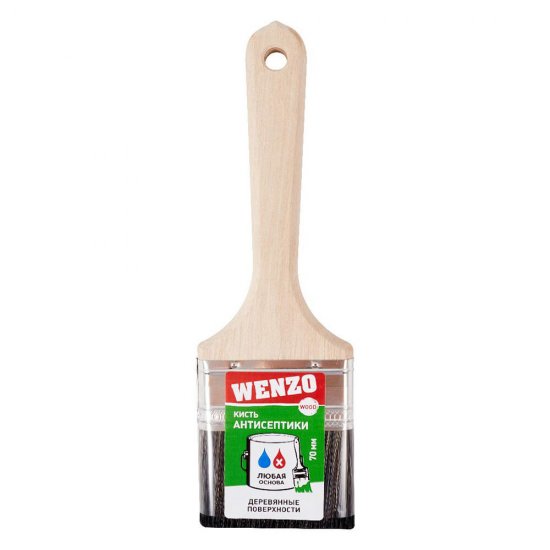 Кисть плоская смешанная щетина деревянная ручка Wenzo Wood 70х14 мм для антисептиков