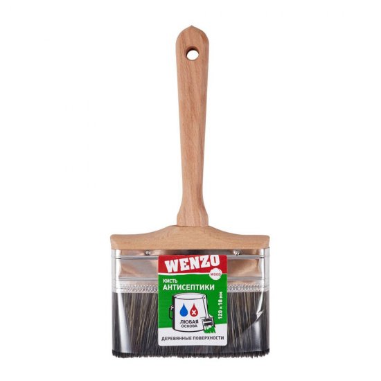 Кисть плоская смешанная щетина деревянная ручка Wenzo Wood 120х18 мм для антисептиков