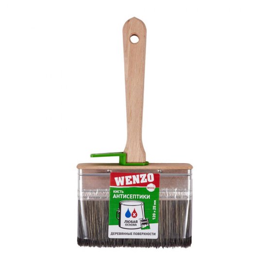 Кисть плоская смешанная щетина деревянная ручка Wenzo Wood 120х25 мм для антисептиков