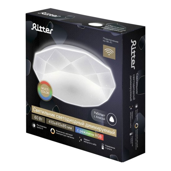 Светильник светодиодный накладной Ritter Brilliance 2700-6400К 60 Вт 23 кв.м белый IP20 с пультом (52337 6)