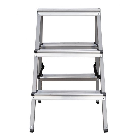 Стремянка стальная с алюминиевыми ступенями 3 ступени 80 мм двухсторонняя 0,65 м Hesler
