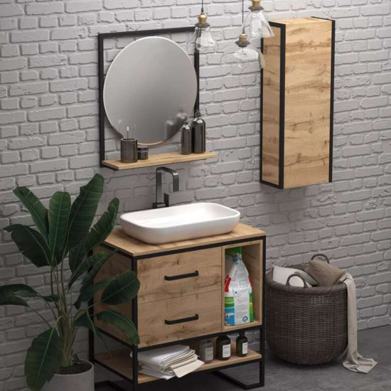 Пенал 1Marka Grungle Loft 35 см подвесной правый дуб вотан