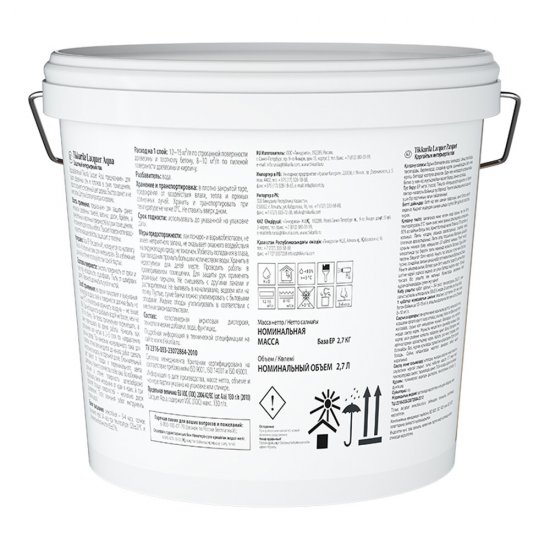Лак акриловый Tikkurila/Tikkivala Lacquer Aqua основа ЕР бесцветный 2,7 л полуглянцевый