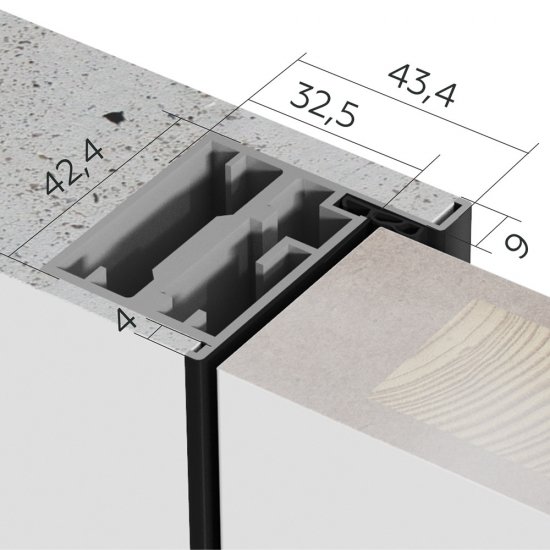 Коробка дверная скрытого монтажа Invisible 54х44х2200 мм универсальная черная с петлями (2,5 шт.)