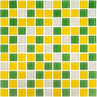 Мозаика Mir Mosaic Natural Color palette зеленая стеклянная 300х300х4 мм глянцевая