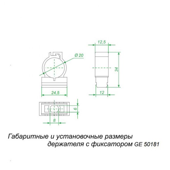 Крепеж-клипса для труб 20 мм Greenel с фиксатором серая (100 шт.) (GE50181)