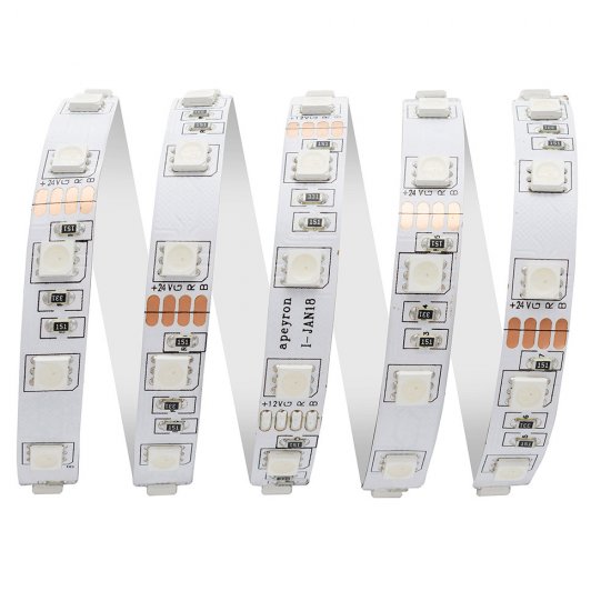 Лента светодиодная SMD 5050 RGB свет 24 В 15 Вт/м 5 м IP20 Apeyron (148КП)