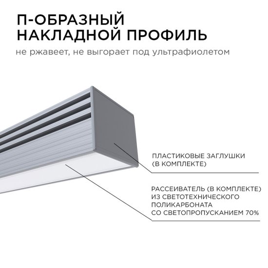 Профиль для светодиодной ленты Apeyron (08-10) 2 м П-образный