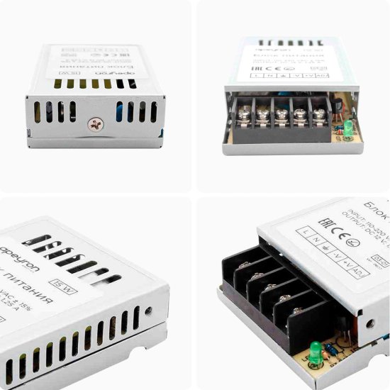 Блок питания для светодиодной ленты Apeyron 220/12 В 15 Вт IP20 (03-01)