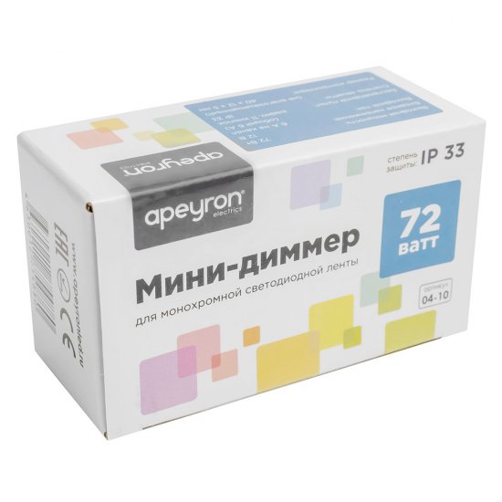 Диммер для светодиодной ленты 12/24 В 72 Вт IP20 Apeyron с пультом (04-10)