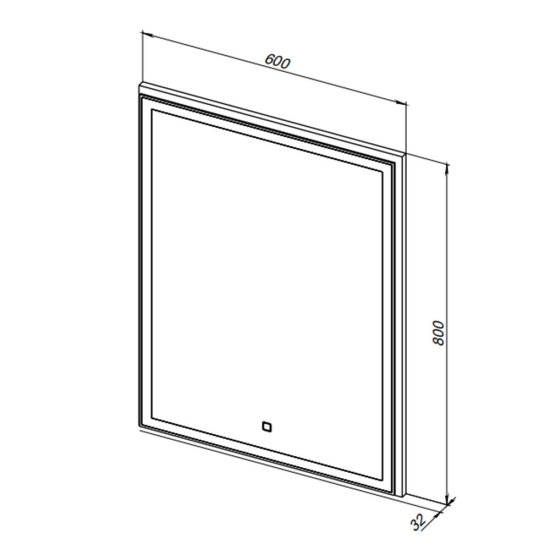 Зеркало с подсветкой прямоугольное 60х80 см в раме белой с сенсорным включением Lavelly Cube (00316665)