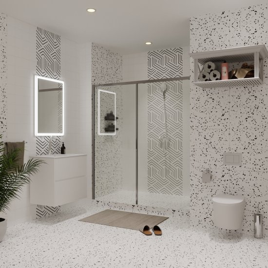 Зеркало с подсветкой прямоугольное 60х80 см в раме белой с сенсорным включением Lavelly Cube (00316665)