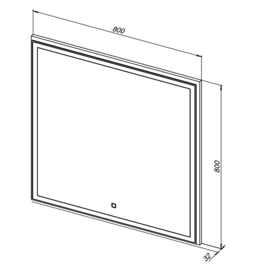 Зеркало с подсветкой квадратное 80х80 см в раме белой с сенсорным включением Lavelly Cube (00316671)