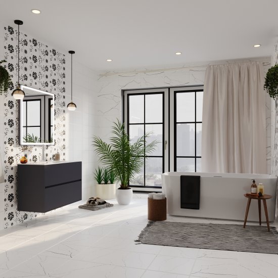 Зеркало с подсветкой квадратное 80х80 см в раме графитовой с сенсорным включением Lavelly Cube (00316681)