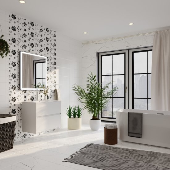 Зеркало с подсветкой квадратное 80х80 см в раме графитовой с сенсорным включением Lavelly Cube (00316681)