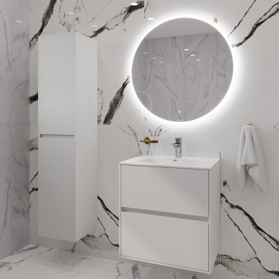 Тумба под раковину Lavelly Cube 60 см подвесная белый глянец (00316667)