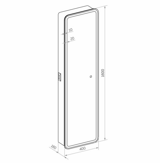 Пенал с зеркалом Continent Lorenzo 40 см подвесной белый