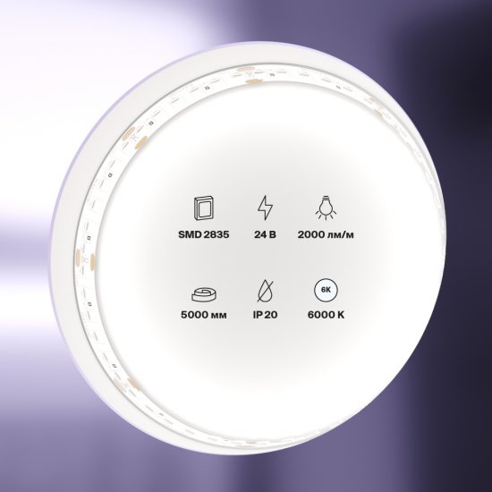 Лента светодиодная SMD 2835 Led strip 6000К 24 В 20 Вт/м 5 м IP20 Maytoni (10156)