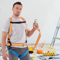 Страховочная система Окапром УС-2АЖ лента 1,5 м оранжевая/синяя (0023)