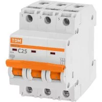Автомат TDM ВА47-29 3Р, 25 А, 4,5 кА, С