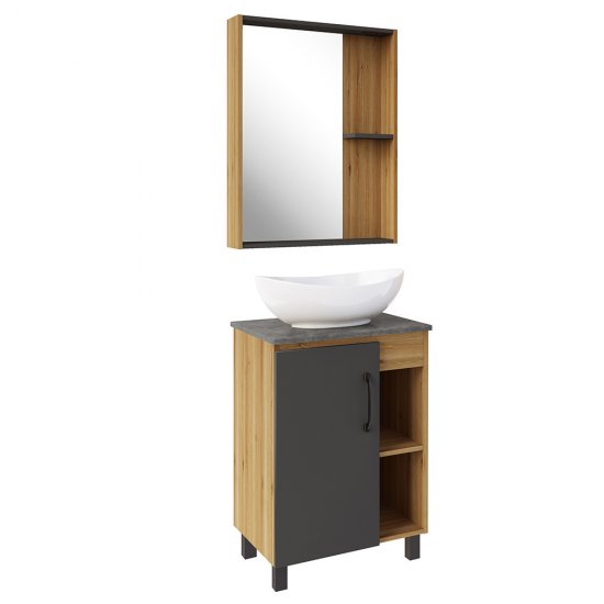 Зеркало с полкой прямоугольное 60х82 см в раме дуб крафт АСБ-Мебель Агата (80045)