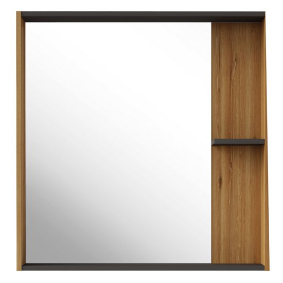 Зеркало с полкой прямоугольное 80х82 см в раме дуб крафт АСБ-Мебель Агата (80047)