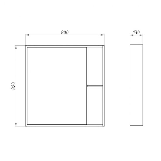 Зеркало с полкой прямоугольное 80х82 см в раме дуб крафт АСБ-Мебель Агата (80047)