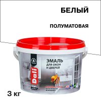 Эмаль для окон и дверей акриловая Dali белая полуматовая 3 кг