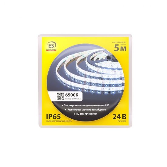 Лента светодиодная SMD 2835 6500К 24 В 4,8 Вт/м 5 м IP65 Elektrostandard (a052958)
