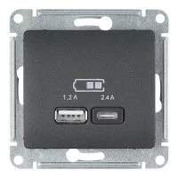 Розетка USB Systeme Electric Glossa встраиваемая антрацит USB-A/ Type-C (GSL000739)