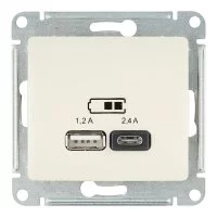 Розетка USB Systeme Electric Glossa встраиваемая бежевая USB-A/ Type-C (GSL000239)