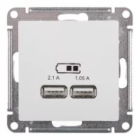 Розетка USB Systeme Electric AtlasDesign встраиваемая белая 2хUSB-А (ATN000133)