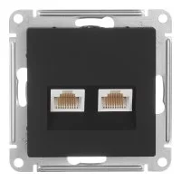 Розетка компьютерная Systeme Electric AtlasDesign встраиваемая карбон 2хRJ45 (ATN001085)